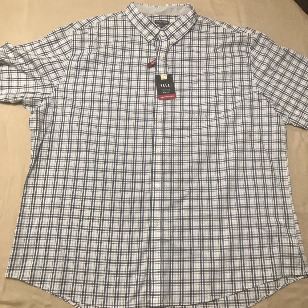 Van Heusen NWT white gray blue xxl short sleeve